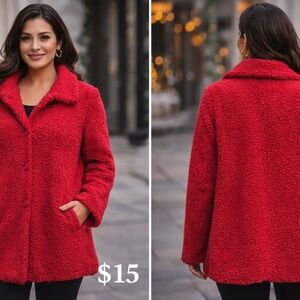 Cozy Red Fuzzy Jacket